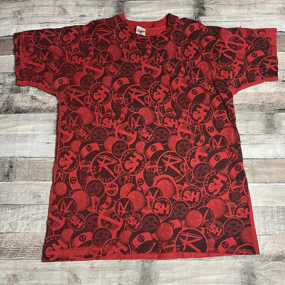Sammy Hagar Shirt Size XL Red Vintage 90s Aop Rock Band Tee